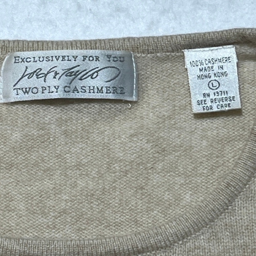 Vintage Neiman Marcus 100% Cashmere Sweater Mens L Beige Oatmeal Crewneck - Picture 2 of 7